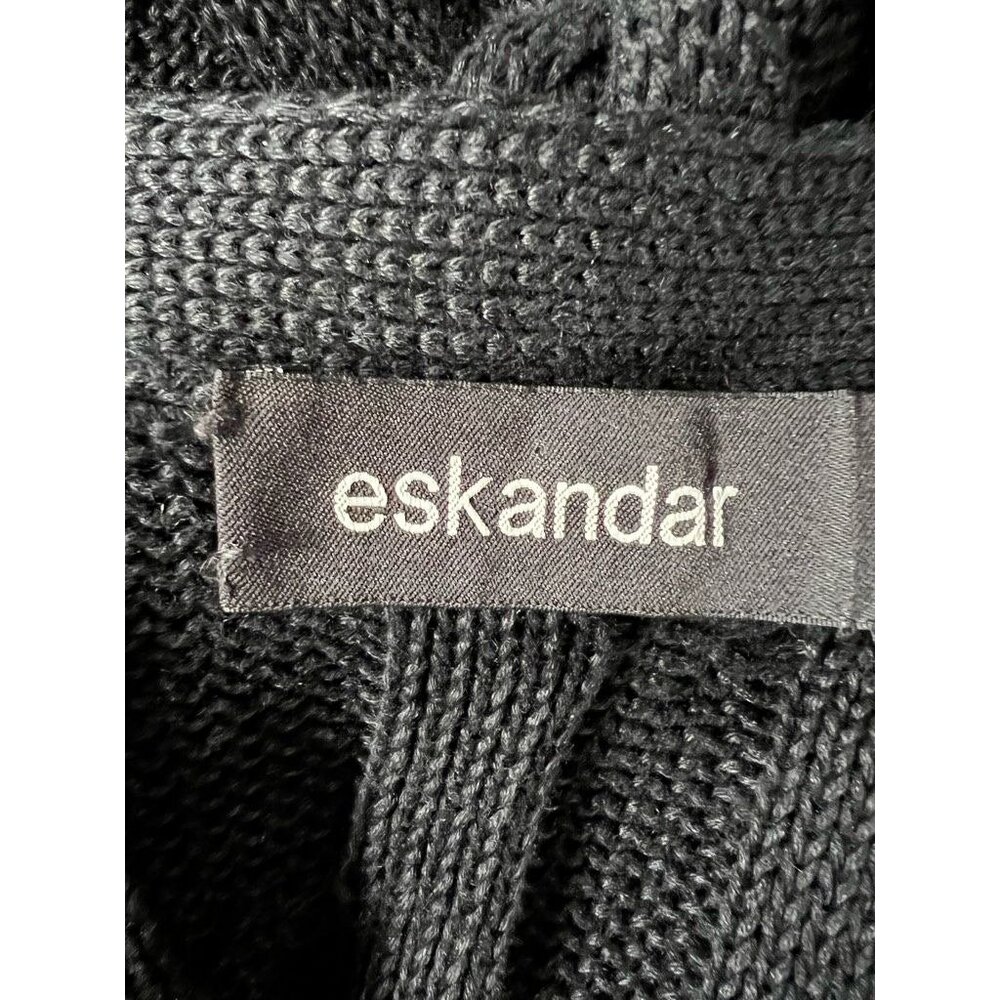Eskandar Black Cable Knit Long Cardigan Sweater Open Front With Pockets Womens 1 - Picture 2 of 12